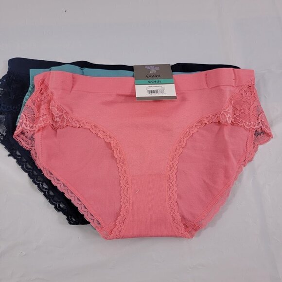 Secret Treasures Intimates 3 Pack Seamless Lace Trim Bikini Panties – Size Small - Picture 1 of 13